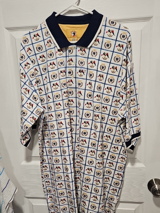 Duck Head Other - Duck Head White Polo with Navy Collar and Yellow Neck Detail